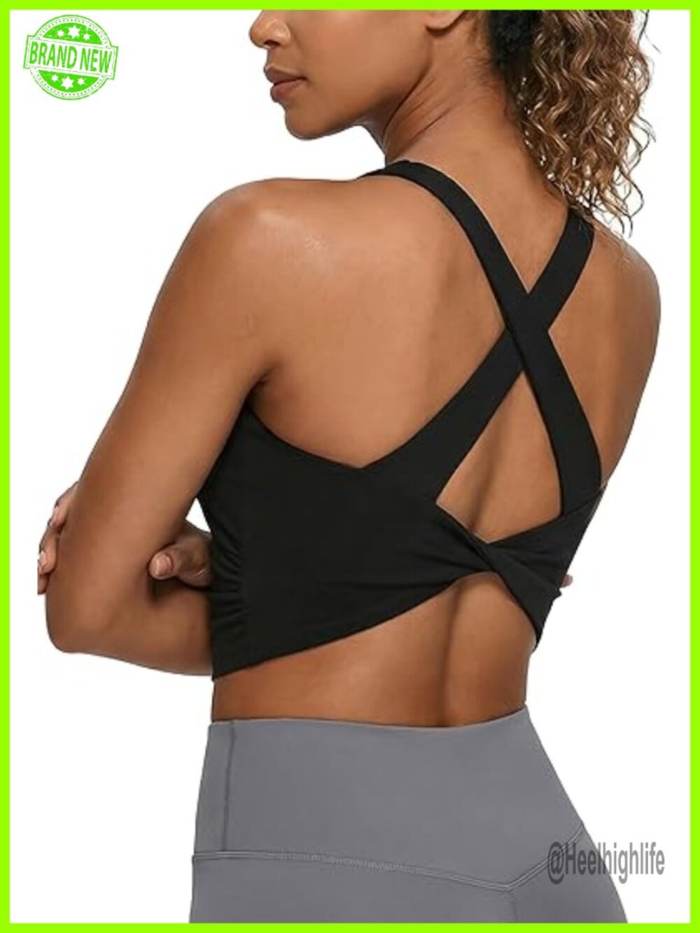 Built in Bra Tank Top Workout Open Back Knot Hem Square Neck Racerback